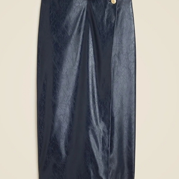 JCrew Collection Faux Patent Lesther Wrap Skirt